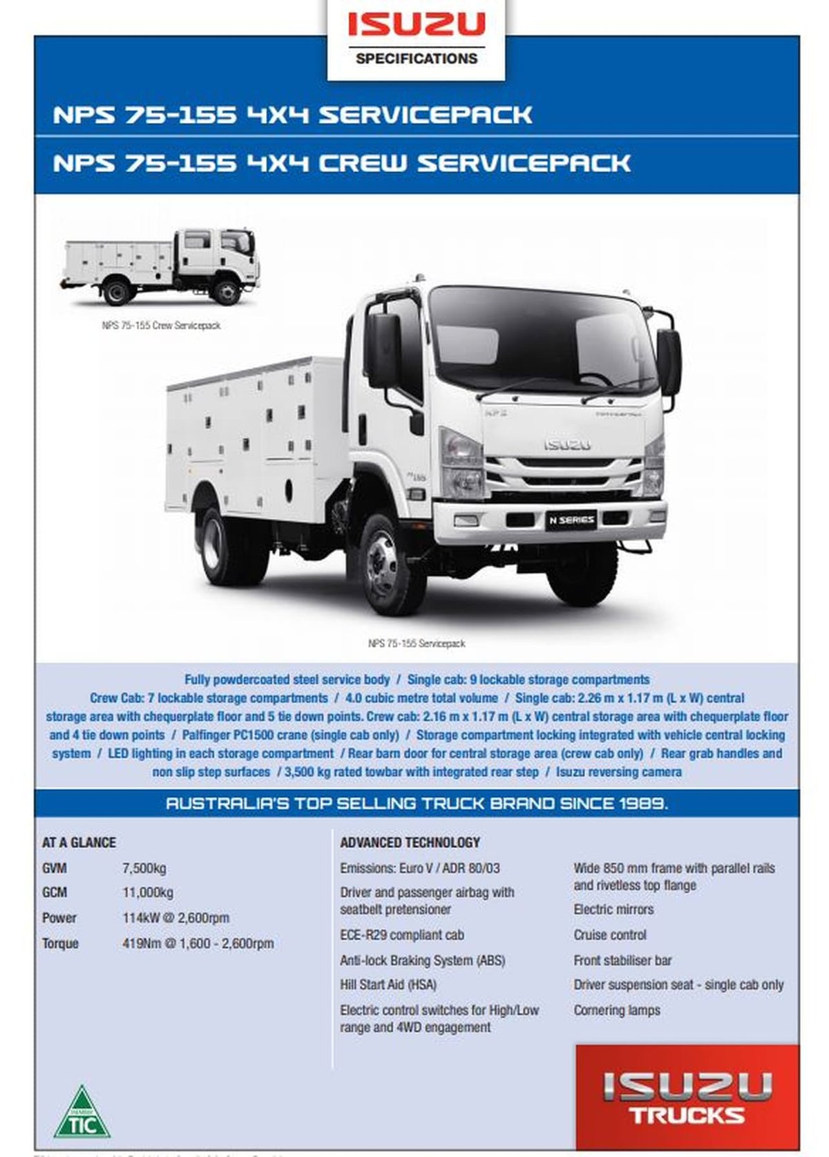 21 Isuzu Nps 75 155 Amt Servicepack Crane For Sale In Keysborough Patterson Cheney Trucks