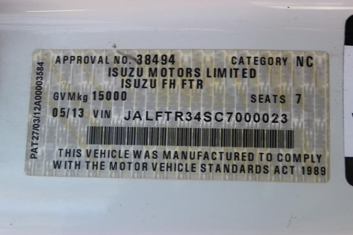 2013 ISUZU FTR 900 WHITE