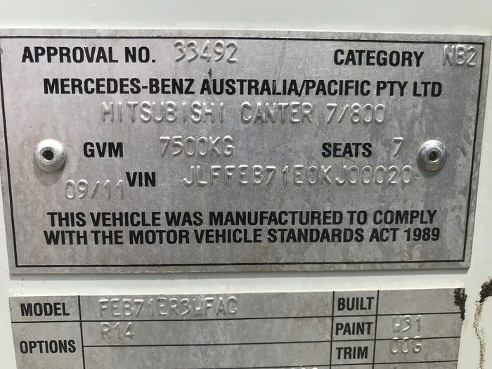 2011 MITSUBISHI FUSO CANTER 815 WHITE