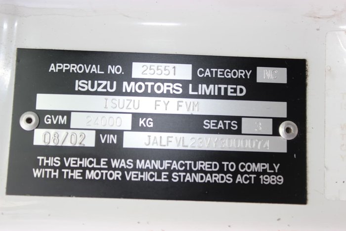 2002 ISUZU FVL1400 WHITE