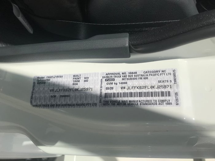 2020 FUSO FK62FLZ1RFAH White