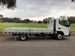 2018 FUSO CANTER 515 WIDE AMT ALLOY DROP SIDE TRAY null null White